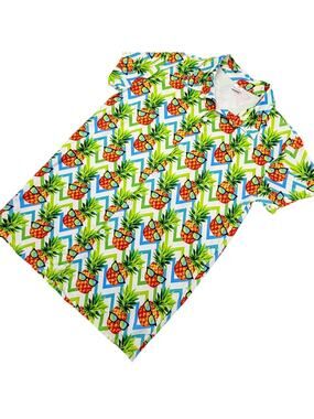 Funnycokid Pineapple Sunglasses Hawaiian Shirt Mens XL White Blue Green Aloha